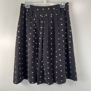 Worthington Black Polka‎ Dot pleated midi skirt, size 8